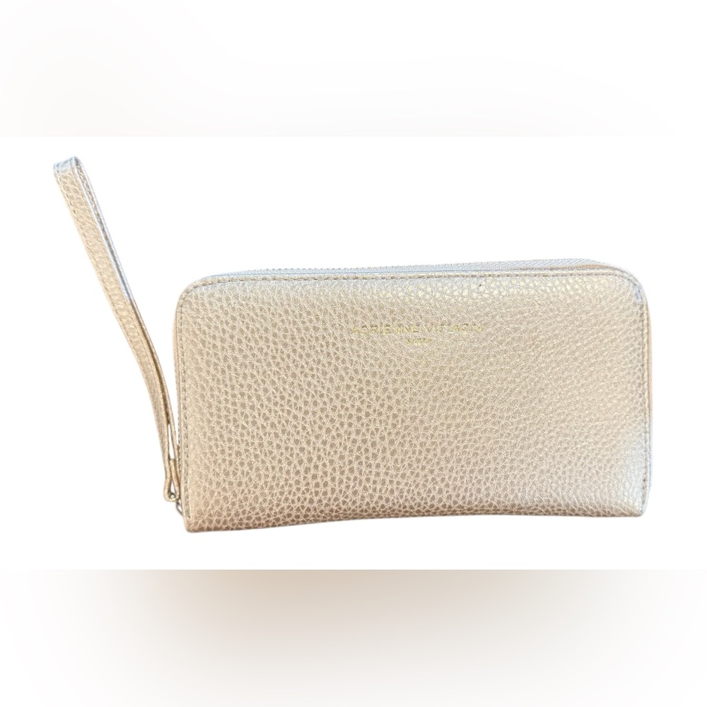 Adrienne Vittadini Wallet in Rose Gold, Gold Zippers, Power bank Included